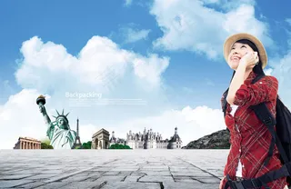 背包游自驾游旅游系列海报psd素材