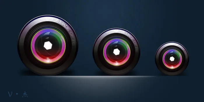 精致相机分图层镜头psd模版下载