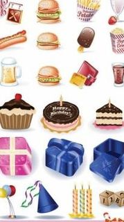 生日矢量货物和快餐