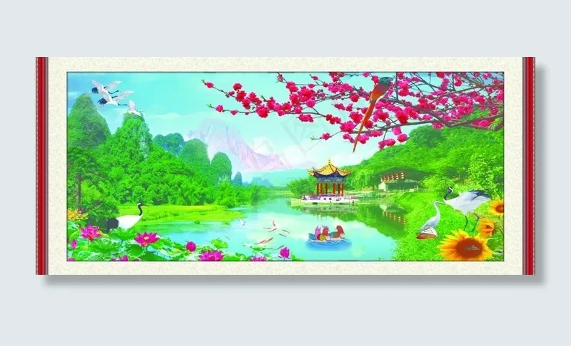 中堂画图片(2835X1398(DPI:72))psd模版下载