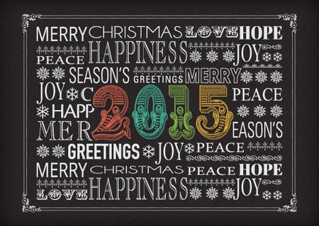 2015新年圣诞粉笔字矢量素材