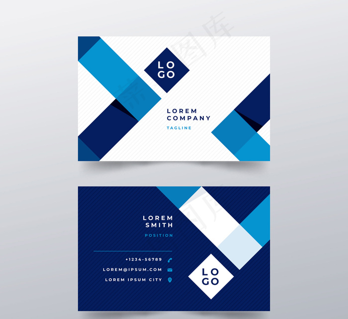 蓝色商务名片正反面