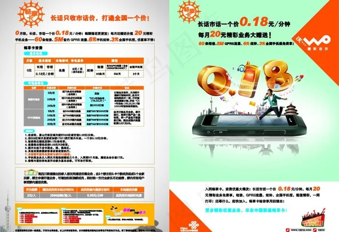 联通dm单图片cdr矢量模版下载