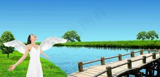 拥抱大自然的天使图片