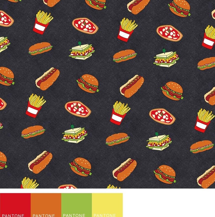 汉堡薯条印花图片