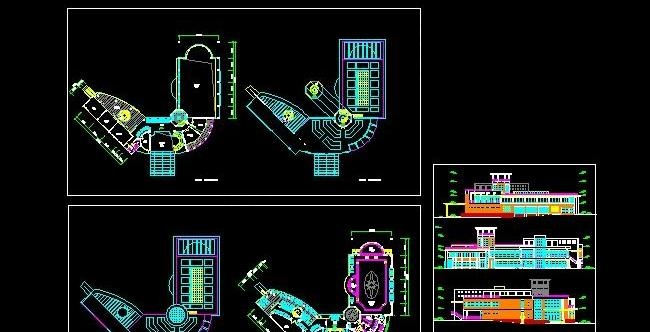 三层坡地型会所建筑施工设计图
