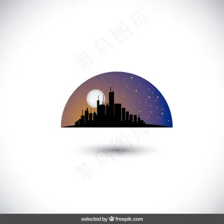 夜幕降临，城市天际线