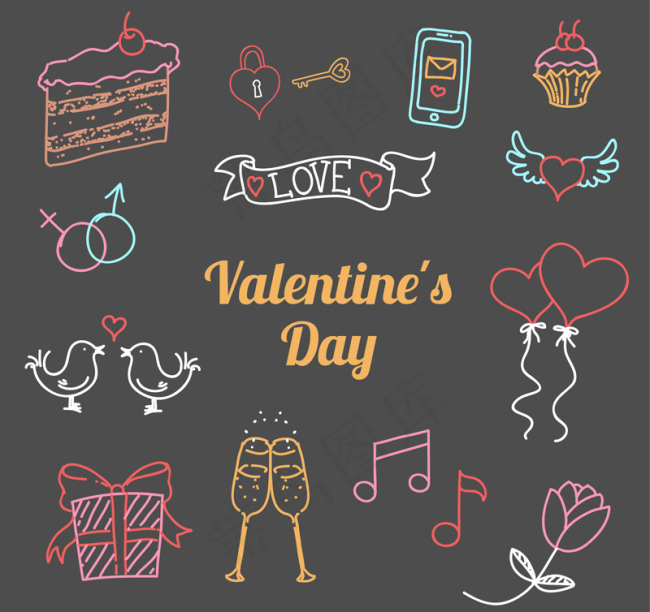 彩绘情人节元素