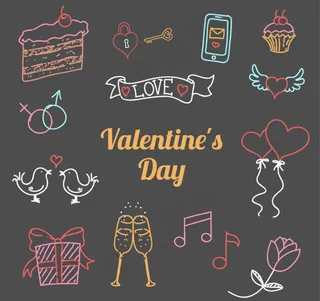 彩绘情人节元素