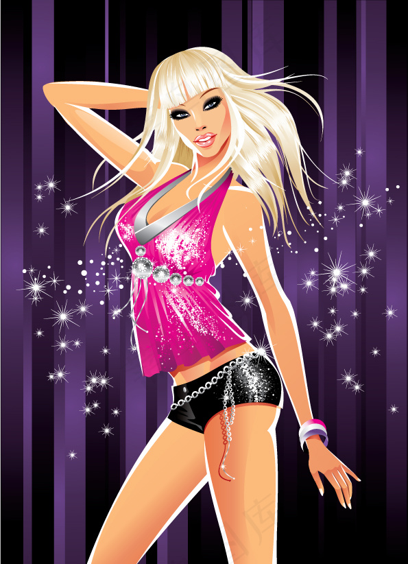 舞动性感女孩矢量下载