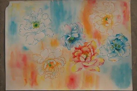 水彩手绘花卉 服装图片