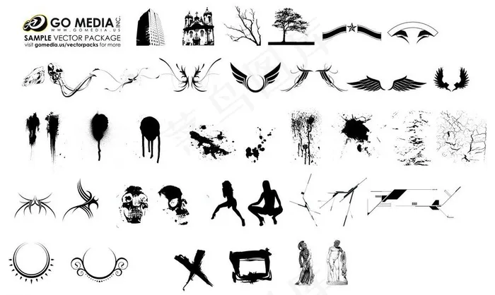 矢量美女 建筑 翅膀图片cdr矢量模版下载