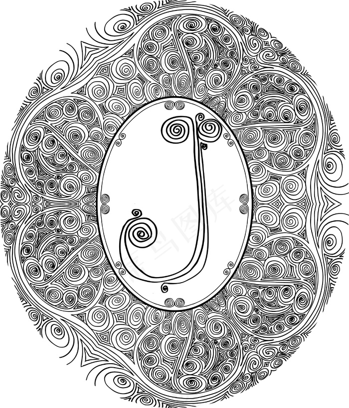 手绘字体的字母J矢量插画eps,ai矢量模版下载
