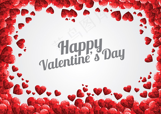 多边形心形边框矢量素材