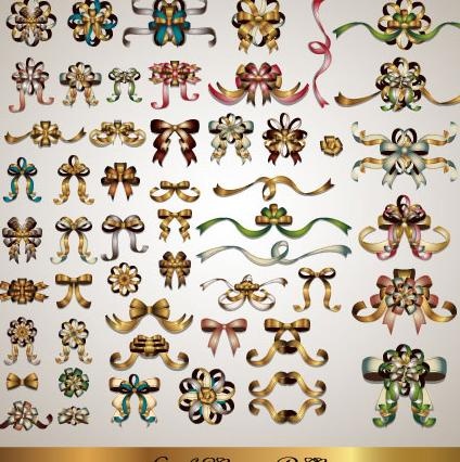 丝带主题label矢量素材