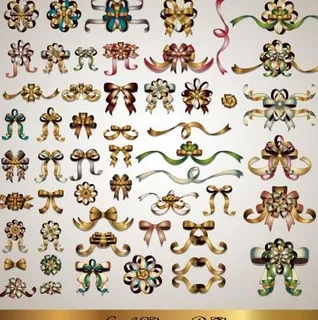 丝带主题label矢量素材