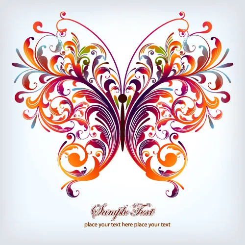 矢量美丽的蝴蝶花纹素材eps,ai矢量模版下载