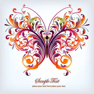 矢量美丽的蝴蝶花纹素材