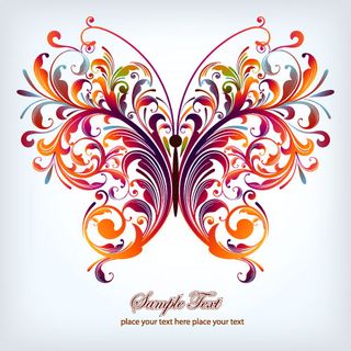 矢量美丽的蝴蝶花纹素材
