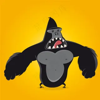 卡通嚎叫金刚猩猩矢量素材图片