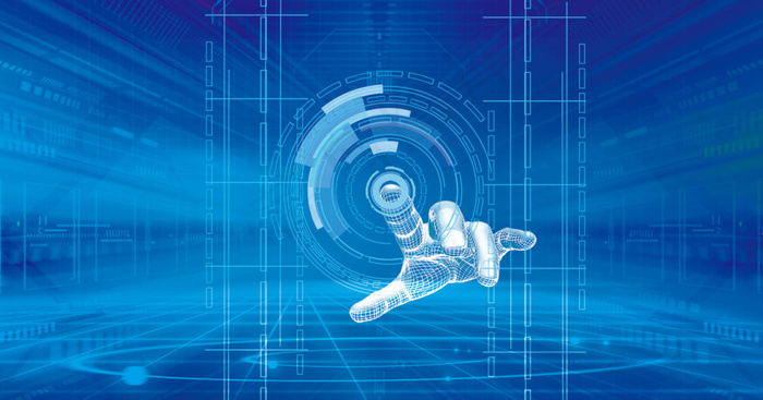 科技元素--科技手蓝色背景