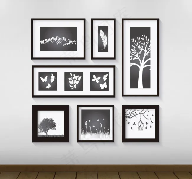 植物无框画ai矢量模版下载