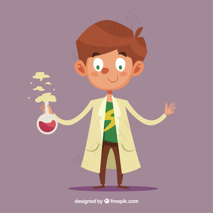 卡通科学家的孩子ai矢量模版下载