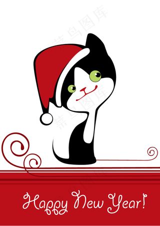 简单卡通矢量戴帽子的猫素材