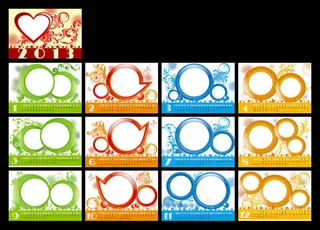 2013年创意花纹台历PSD素材