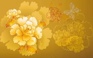 黄色牡丹花背景墙