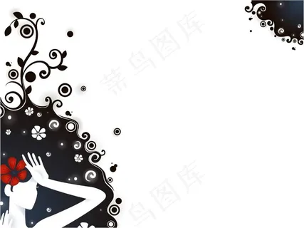 卡通花纹插画美女PPT模板 卡通花纹插画美女PPT模板