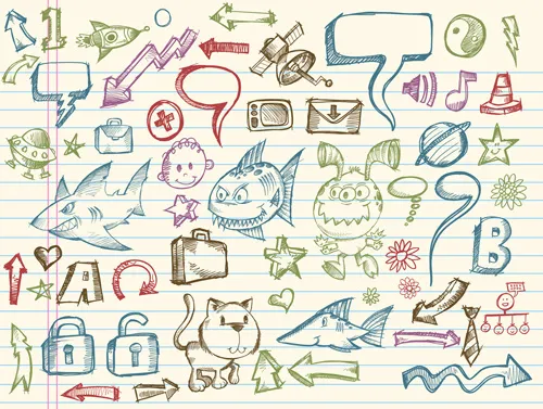 素描漫画卡通动物矢量图eps,ai矢量模版下载