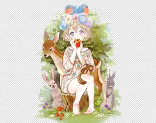 免扣卡通手绘插画麋鹿梅花鹿鹿角PN...