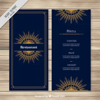 金色的阳光点缀黑暗的菜单模板