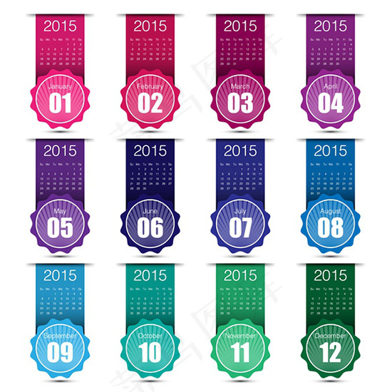 2015年月历矢量图