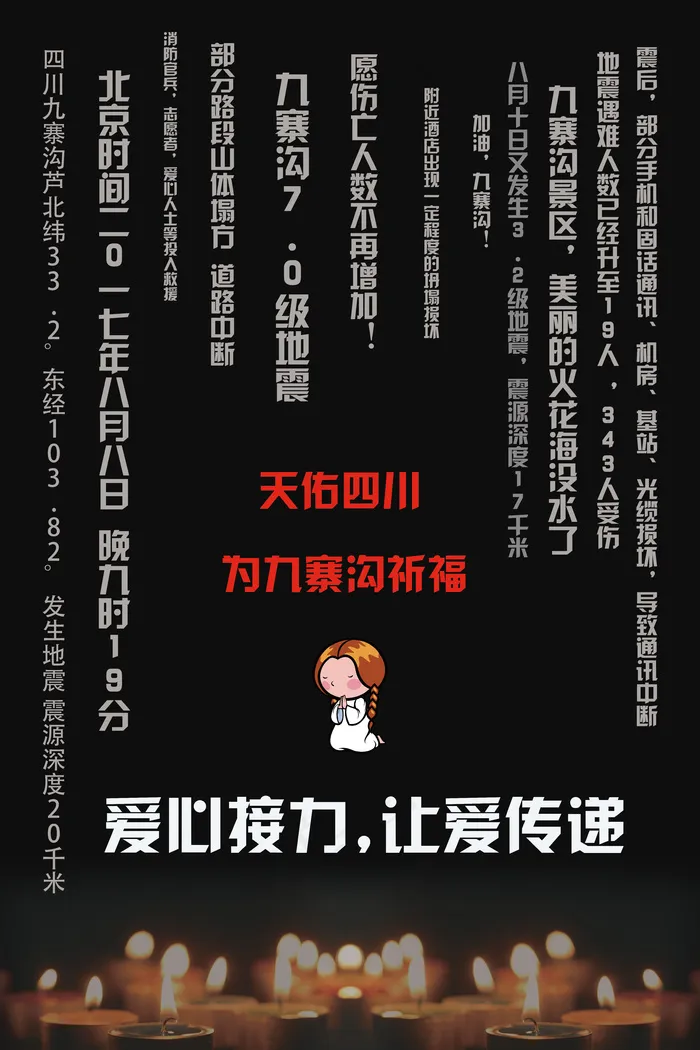 九寨沟地震公益海报素材模版