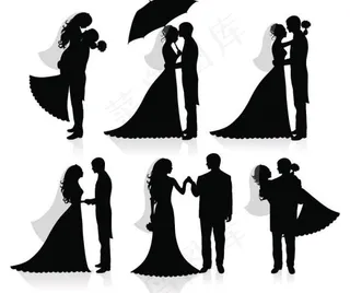 向量的婚礼剪影矢量素材01