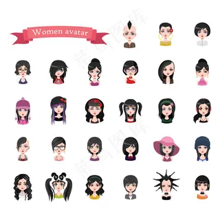 卡通人物扁平化可爱各种职业矢量素材