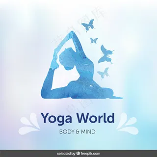 蓝色的背景silhoutte瑜伽