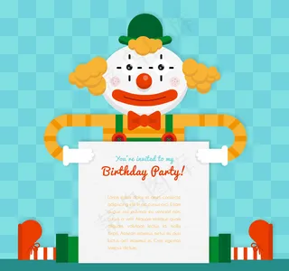 创意小丑生日派对海报矢量图
