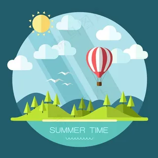 夏日趣味扁平化插画矢量