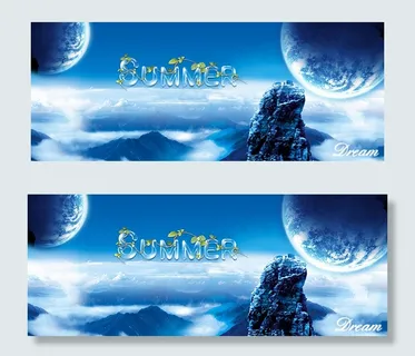 夏季星空意境设计PSD分层模板