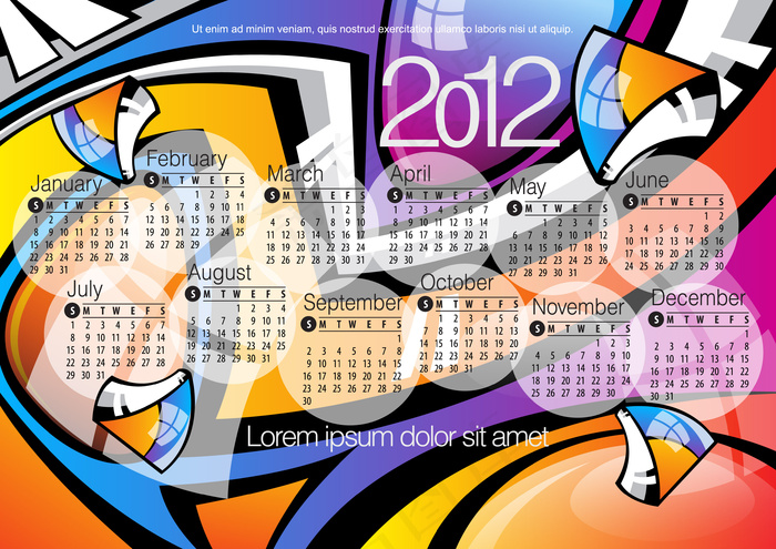 2012新年抽象图案日历矢量素材