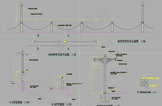 公园景观 沿河护栏及艺术灯柱图片
