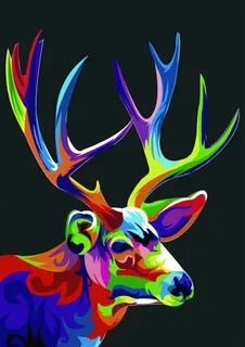 AI钢笔勾绘彩色鹿