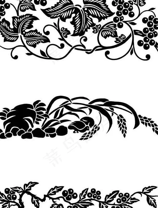 植物 瓜果纹 樱桃 小鸡 小鸟 水...ai矢量模版下载
