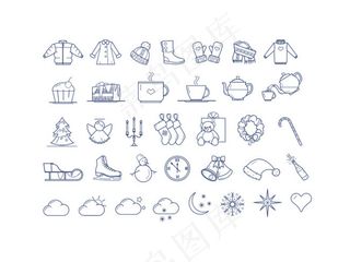 冬天衣物手绘小物件