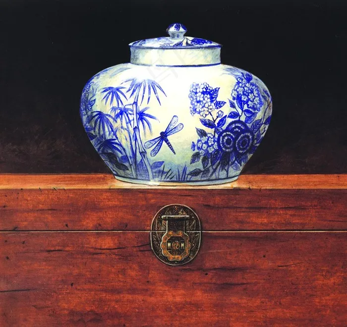中国青花瓷油画
