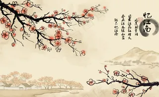 忆江南高清手绘背景图片