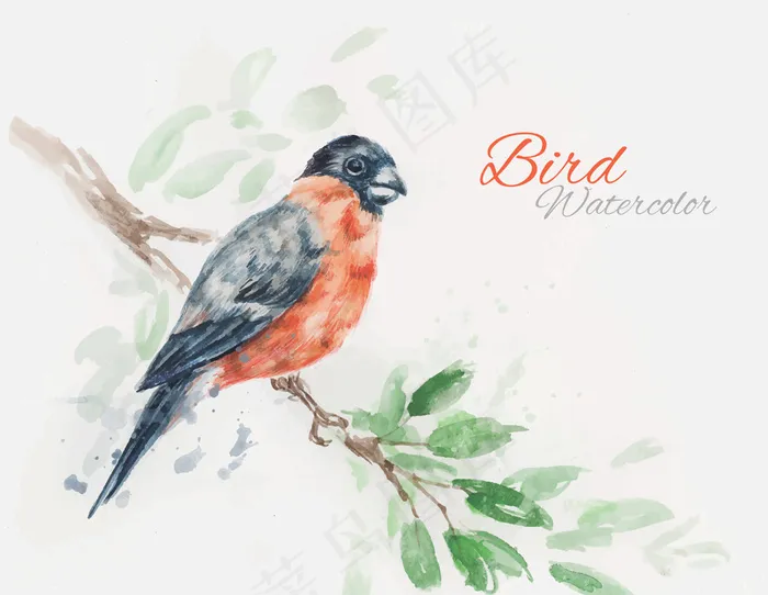 时尚唯美麻雀手绘素材